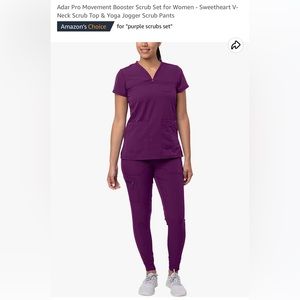 Adar Pro Movement Booster Scrub Set for Women V-Neck Top & Yoga Jogger Pants